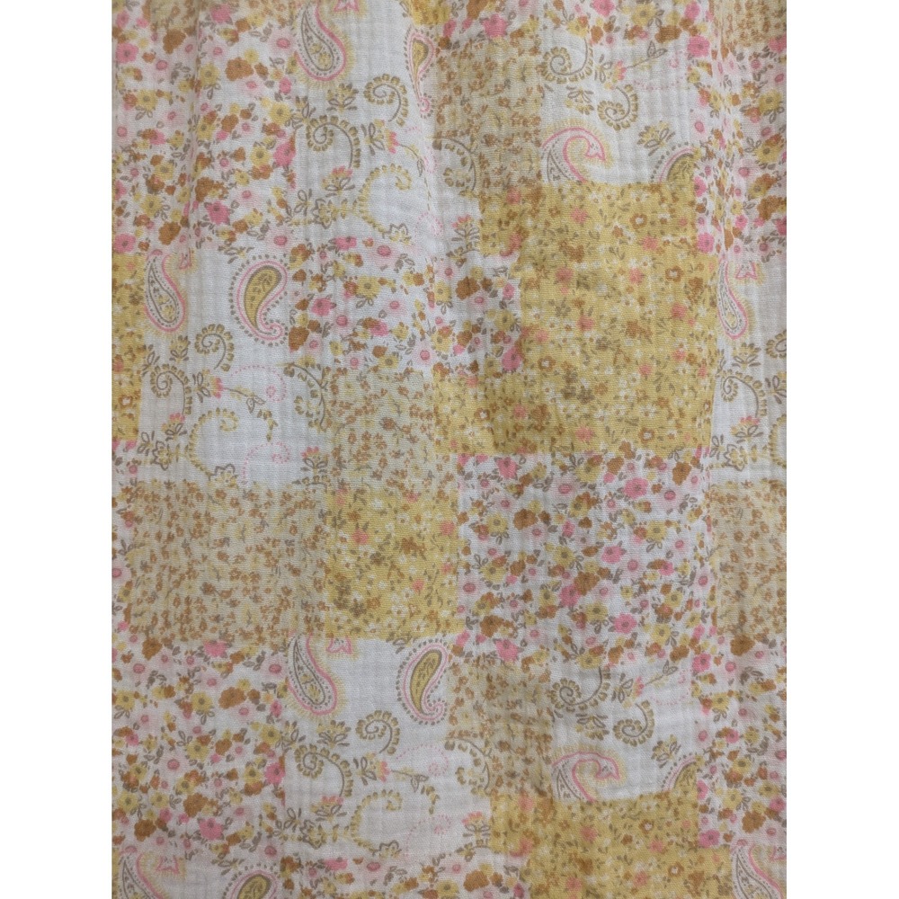 Floral Maxi Skirt Pastel Yellow White Elastic Waist Flowy Lined Summer Spring L - Picture 4 of 7